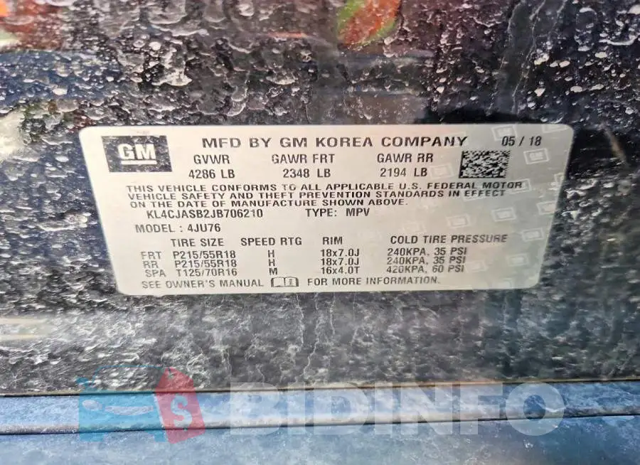 KL4CJASB2JB706210 Photo# 14