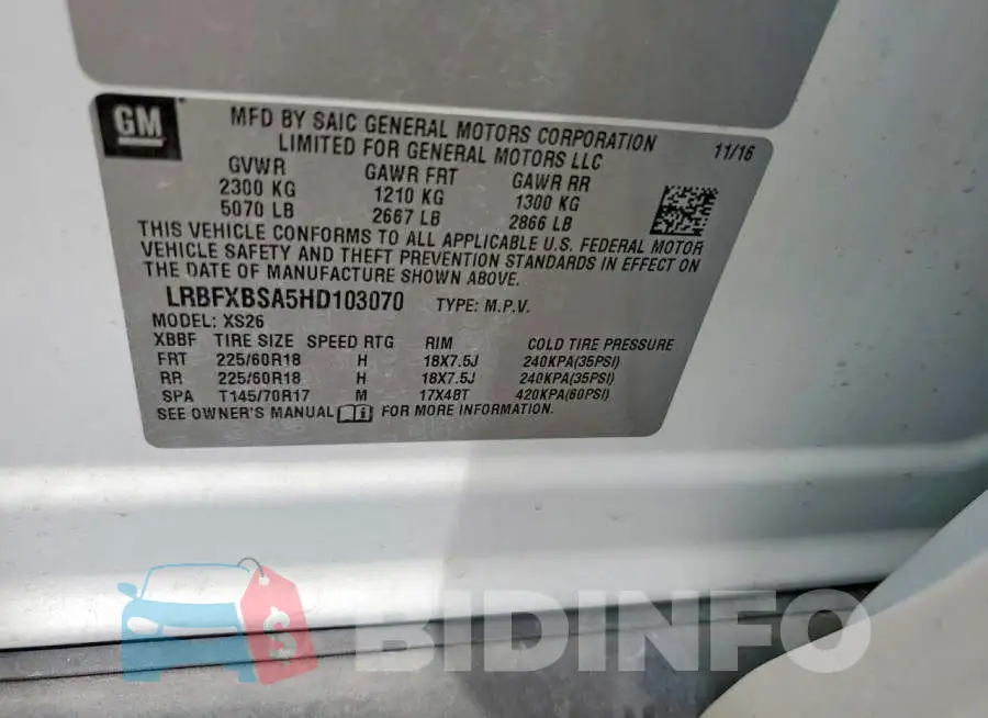 LRBFXBSA5HD103070 Photo# 13