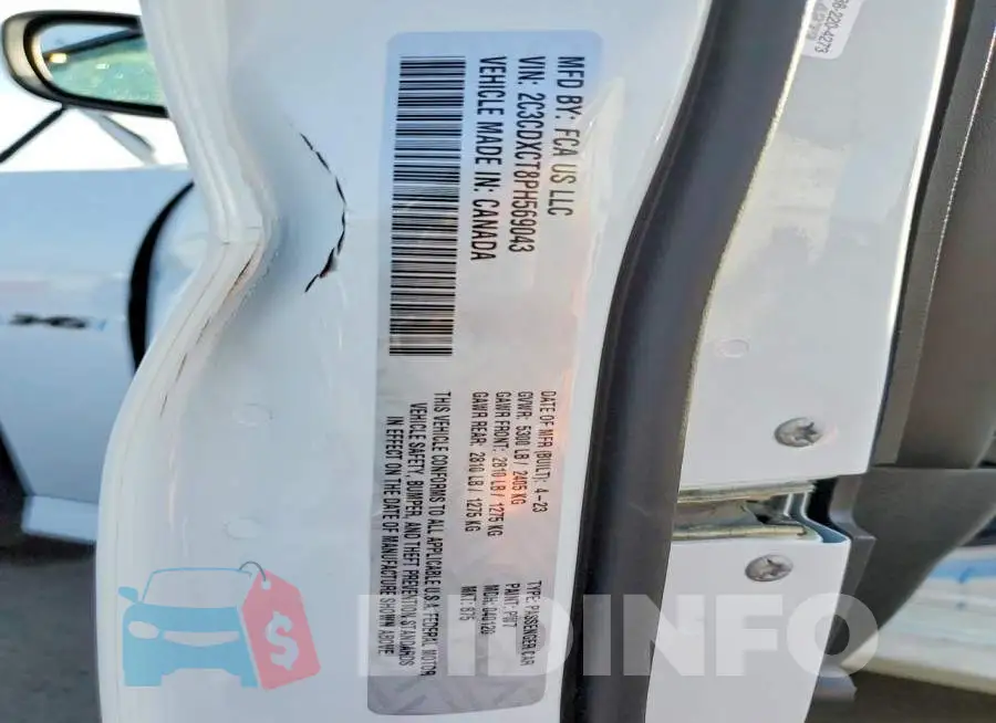2C3CDXCT8PH569043 Photo# 12