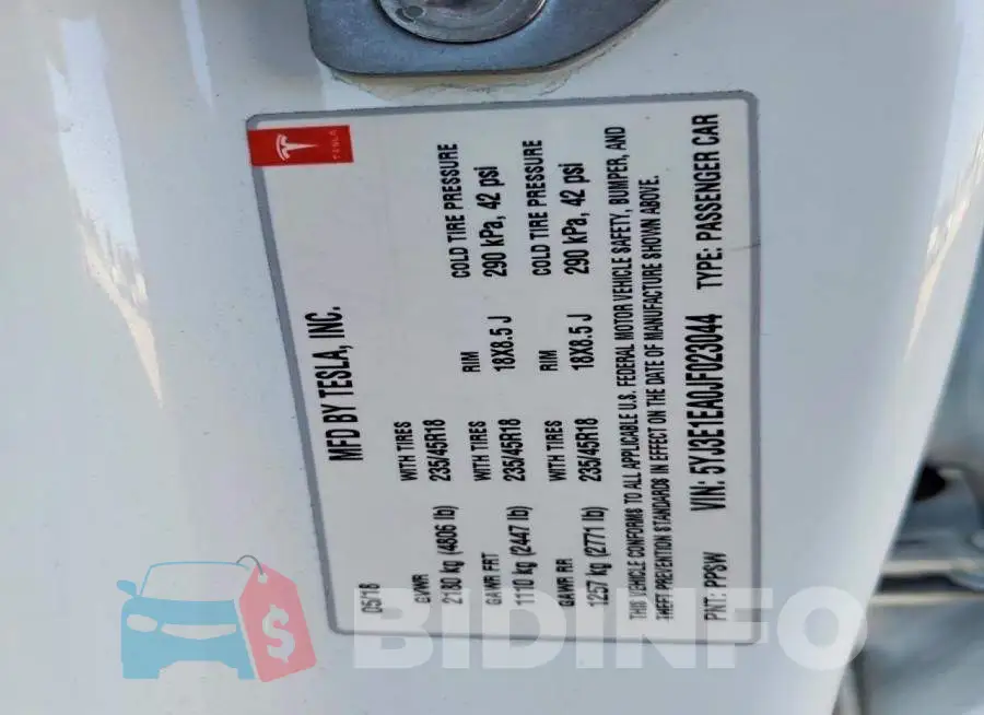 5YJ3E1EA0JF023044 Photo# 12