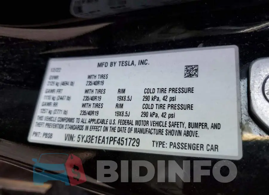 5YJ3E1EA1PF451729 Photo# 12