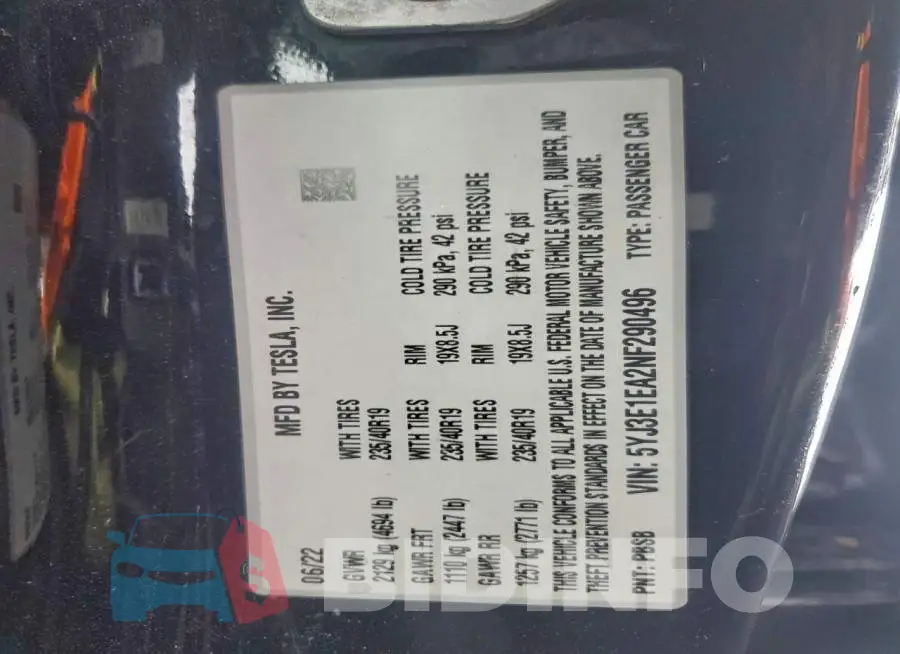 5YJ3E1EA2NF290496 Photo# 12