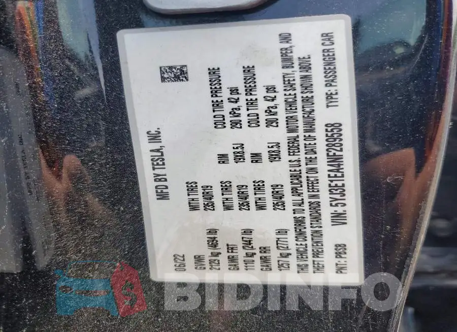 5YJ3E1EA4NF289558 Photo# 12