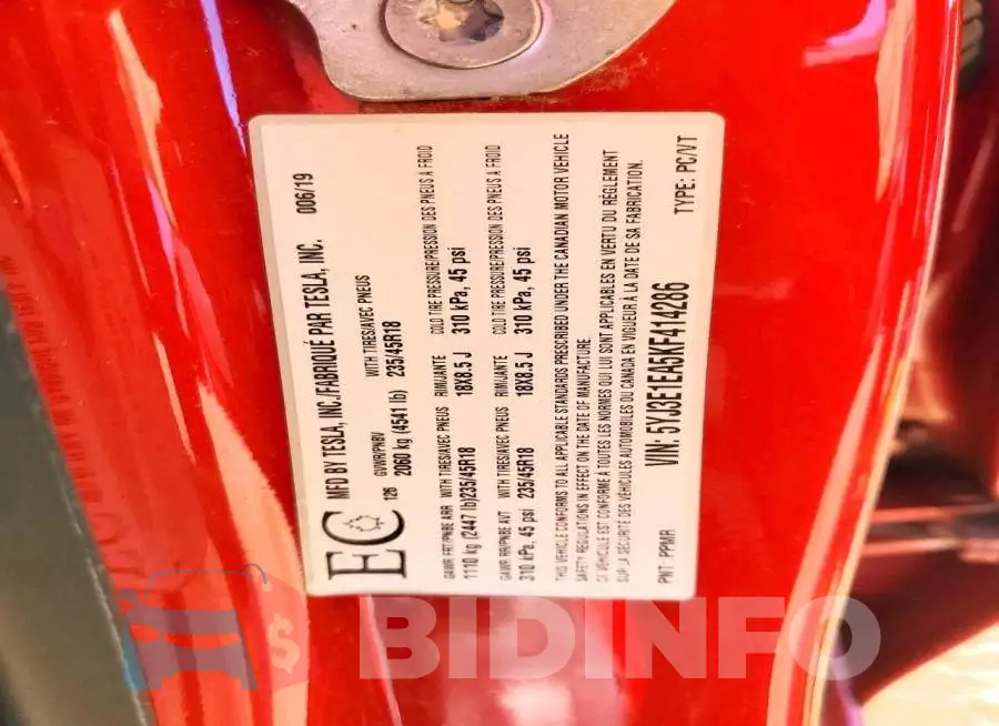 5YJ3E1EA5KF414286 Photo# 13