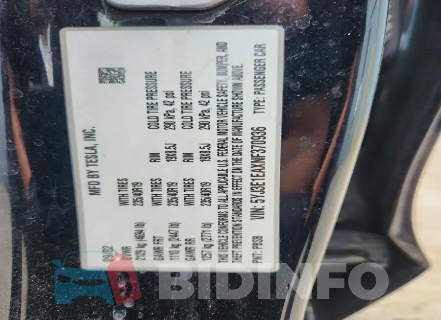 5YJ3E1EAXNF370936 Photo# 12