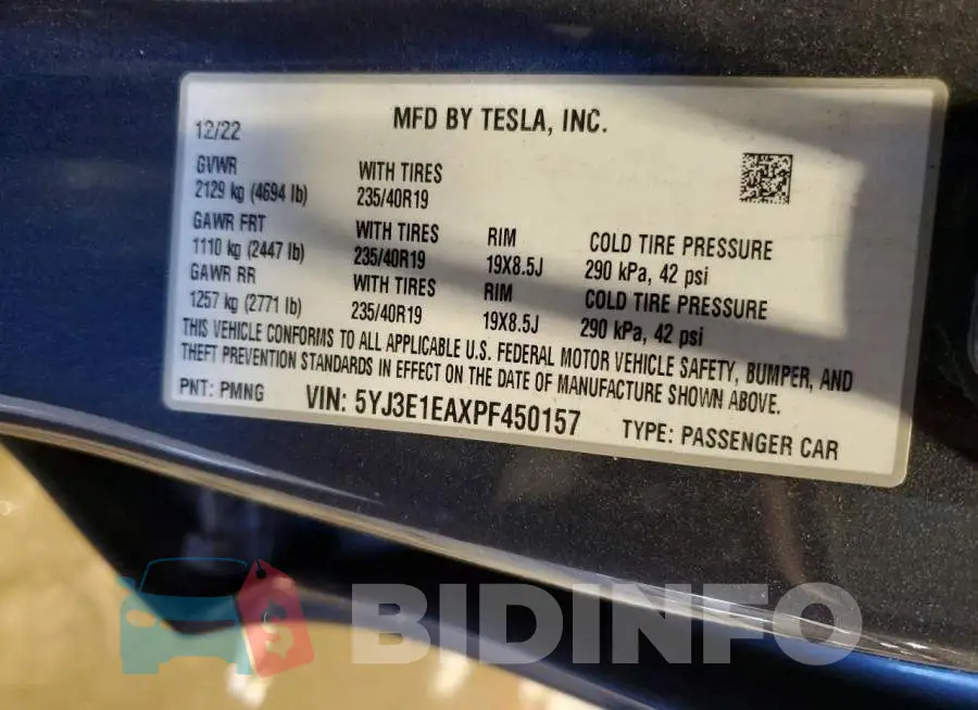 5YJ3E1EAXPF450157 Photo# 12