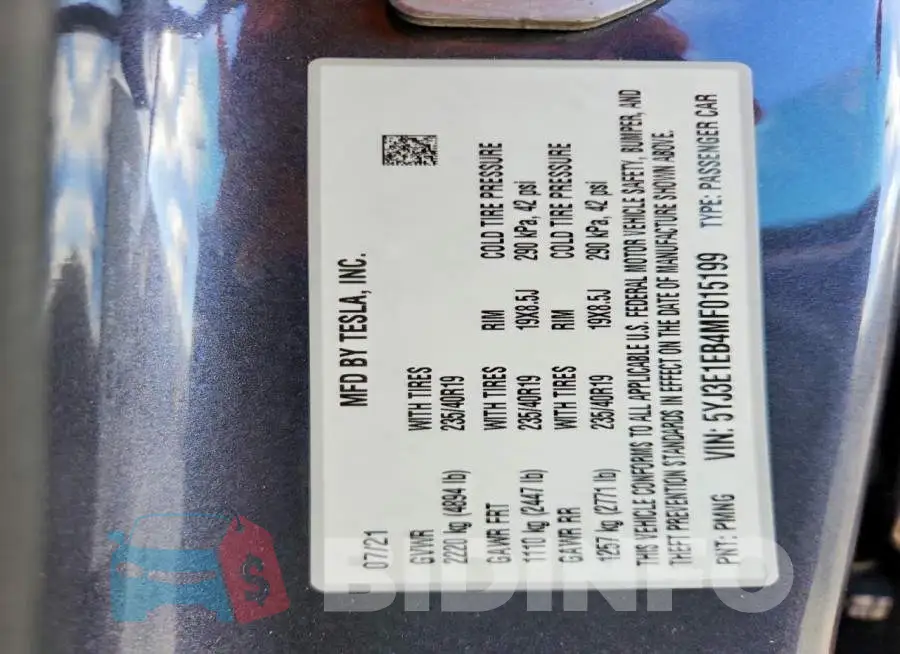 5YJ3E1EB4MF015199 Photo# 12