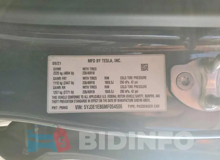 5YJ3E1EB6MF054506 Photo# 13