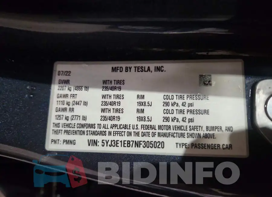 5YJ3E1EB7NF305020 Photo# 12