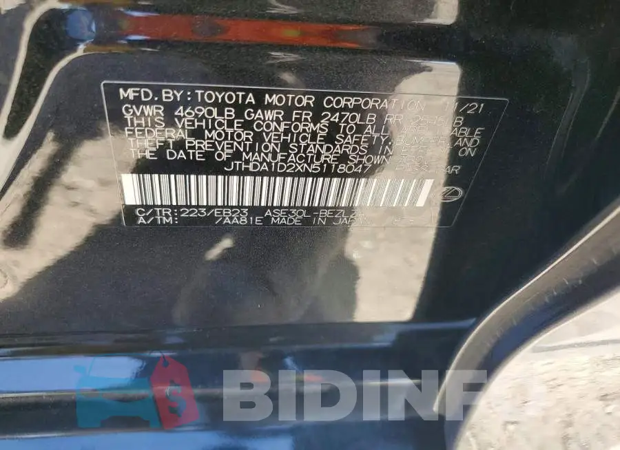 JTHDA1D2XN5118047 Photo# 13