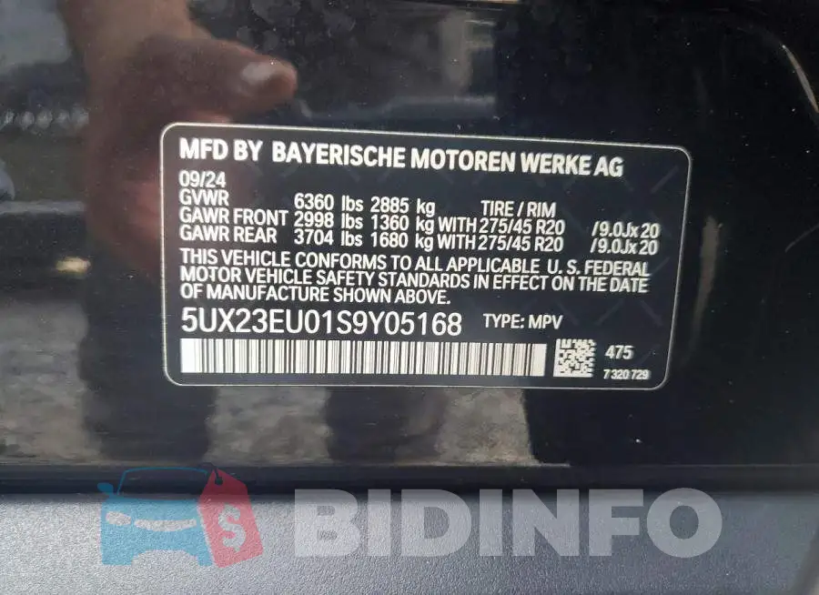 5UX23EU01S9Y05168 Photo# 13