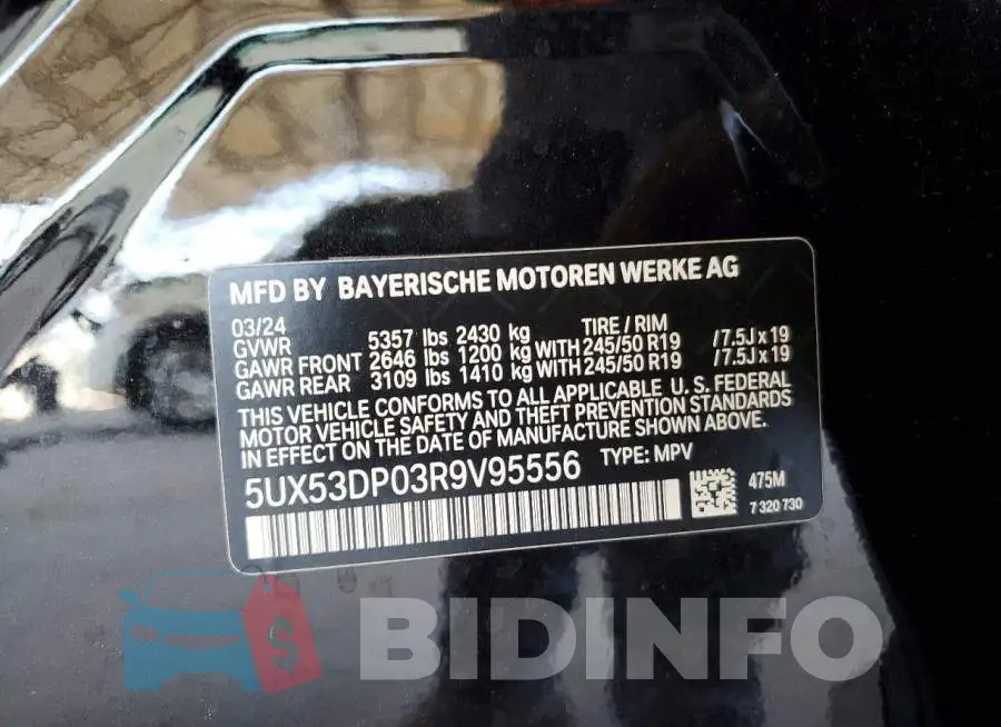 5UX53DP03R9V95556 Photo# 12