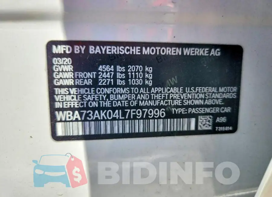 WBA73AK04L7F97996 Photo# 13