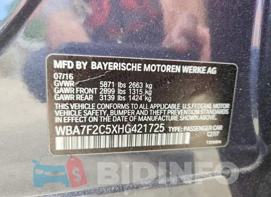 WBA7F2C5XHG421725 Photo# 12