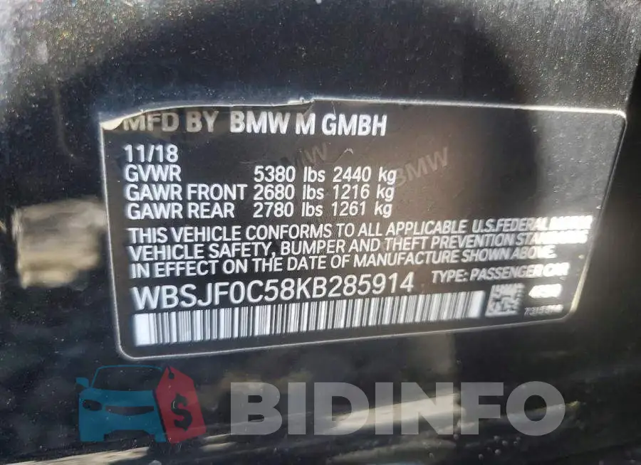 WBSJF0C58KB285914 Photo# 12