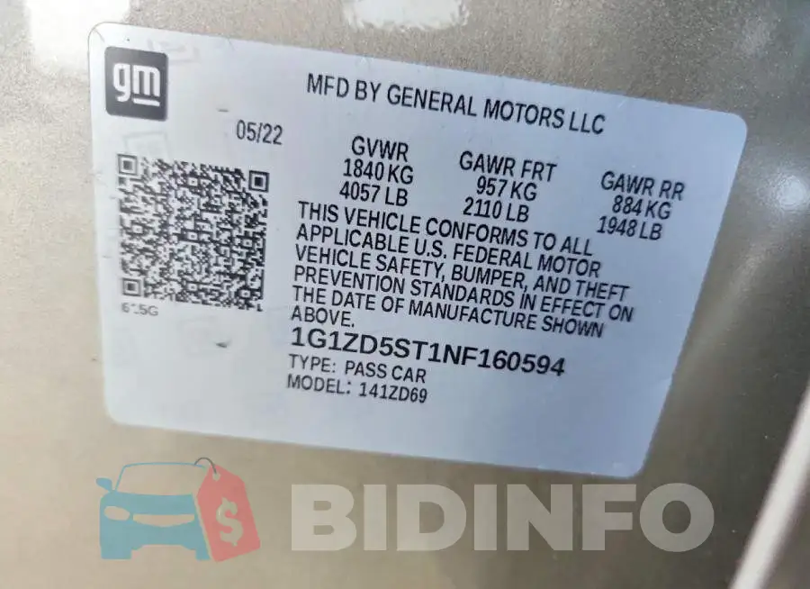 1G1ZD5ST1NF160594 Photo# 12