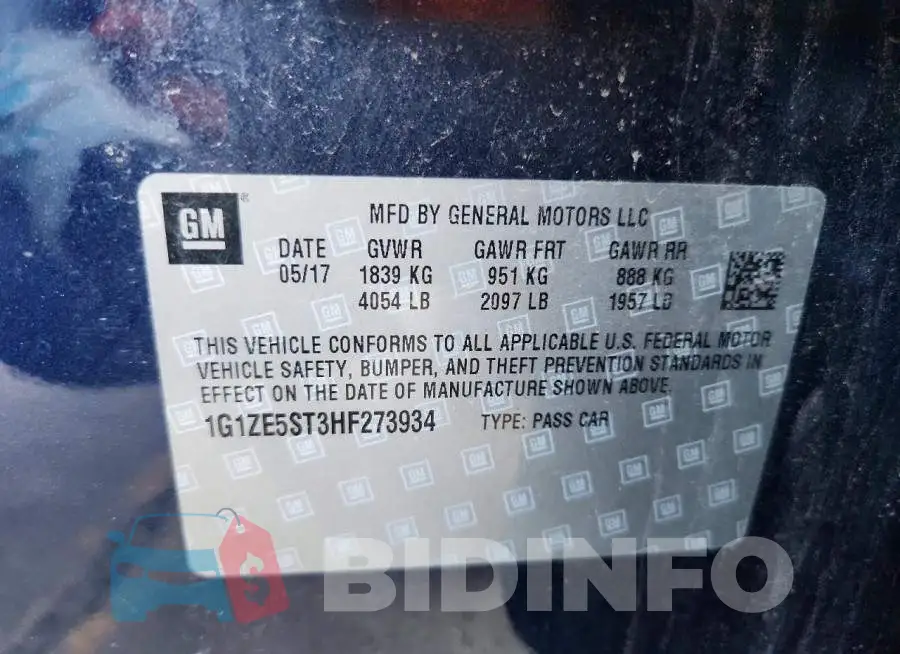 1G1ZE5ST3HF273934 Photo# 12