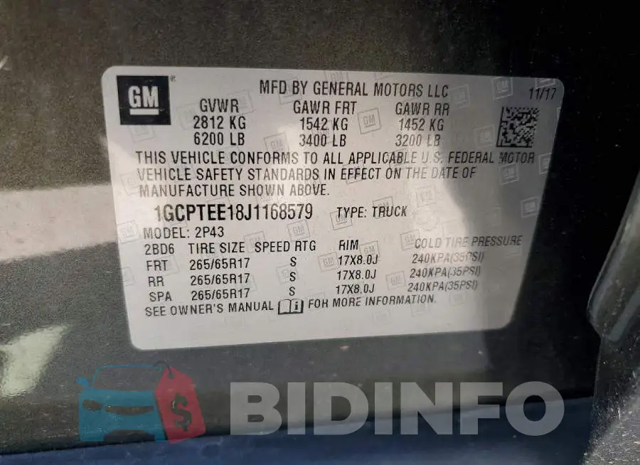 1GCPTEE18J1168579 Photo# 12
