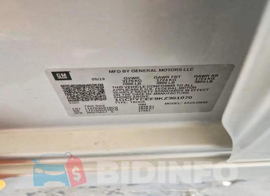 1GCPYCEF9KZ361070 Photo# 12