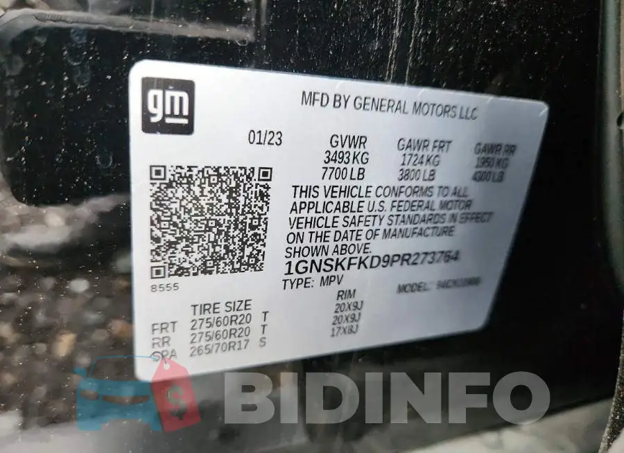 1GNSKFKD9PR273764 Photo# 13