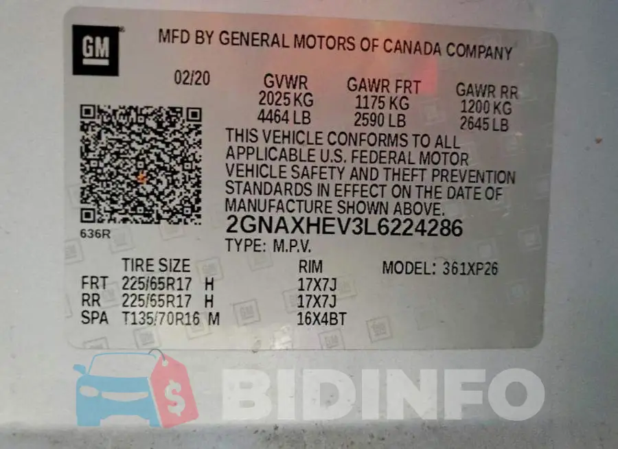 2GNAXHEV3L6224286 Photo# 12
