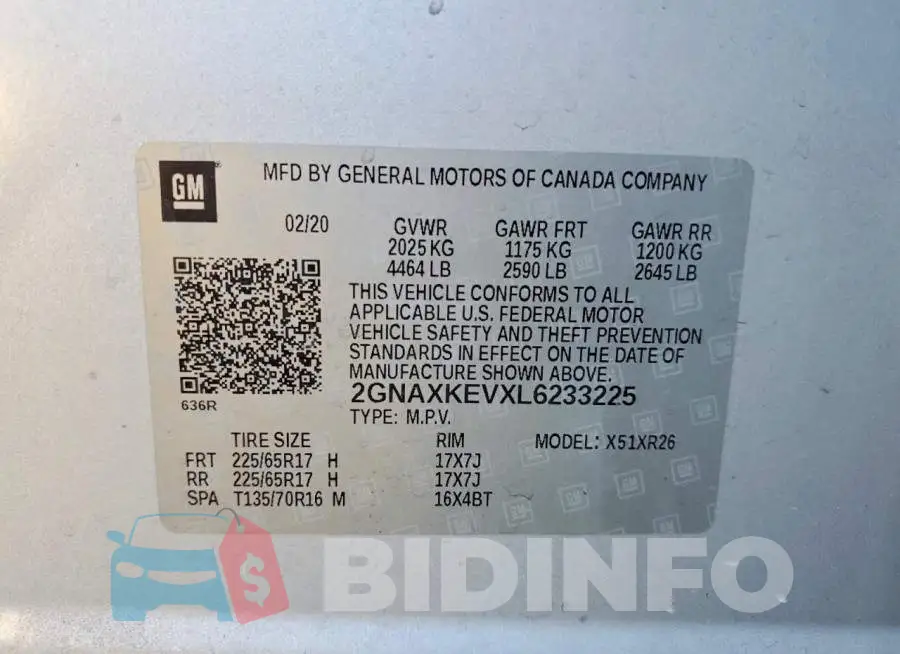 2GNAXKEVXL6233225 Photo# 12