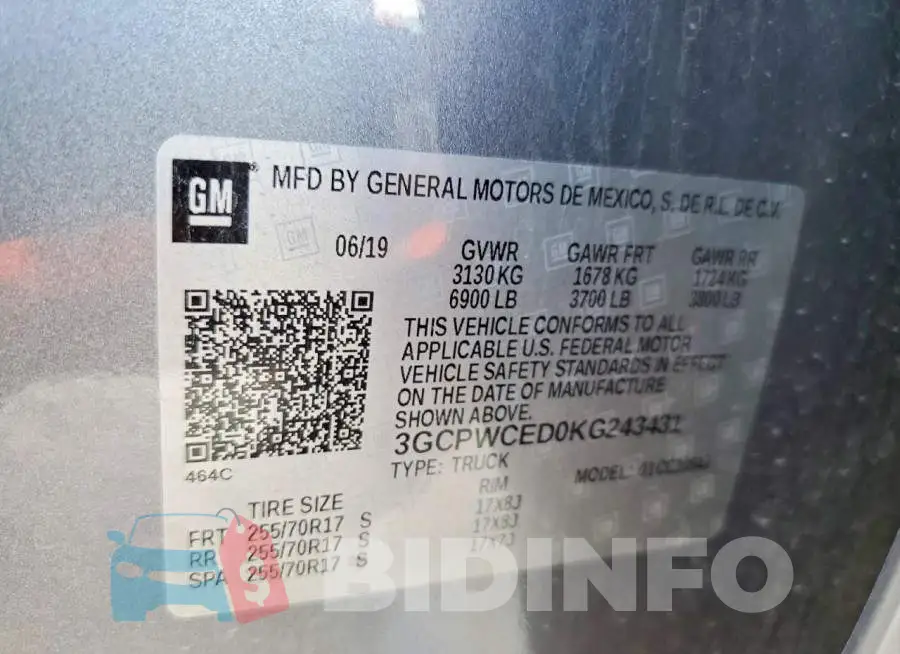 3GCPWCED0KG243431 Photo# 12