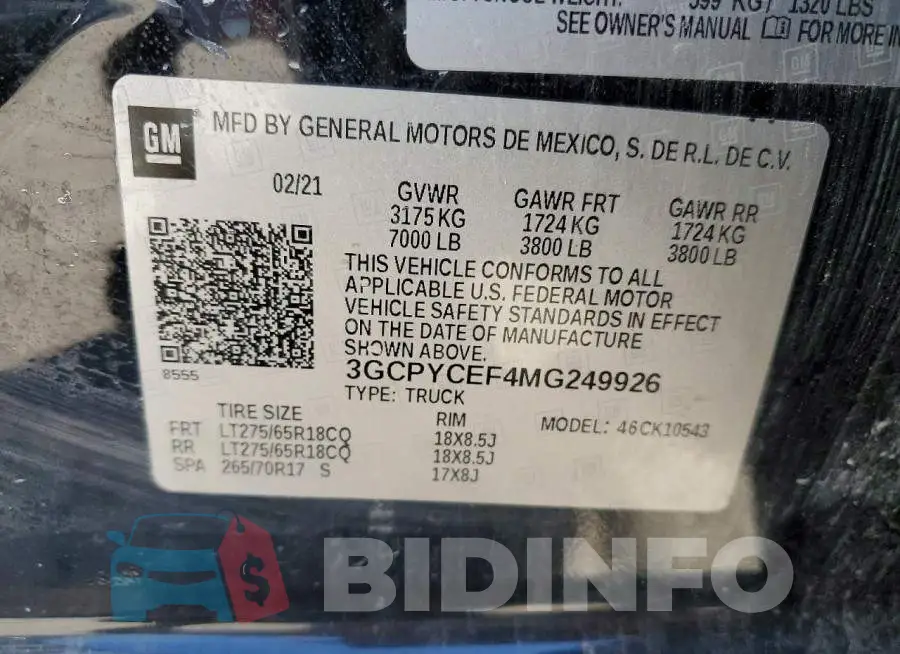 3GCPYCEF4MG249926 Photo# 12