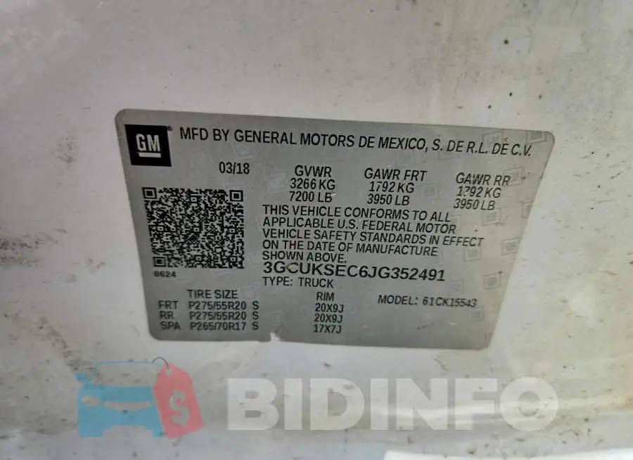 3GCUKSEC6JG352491 Photo# 13