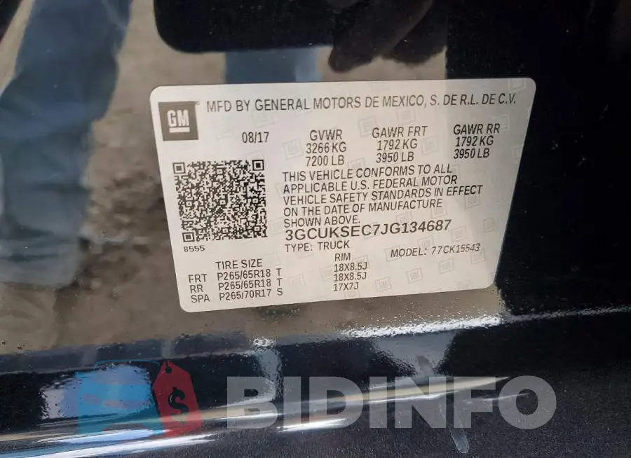 3GCUKSEC7JG134687 Photo# 12