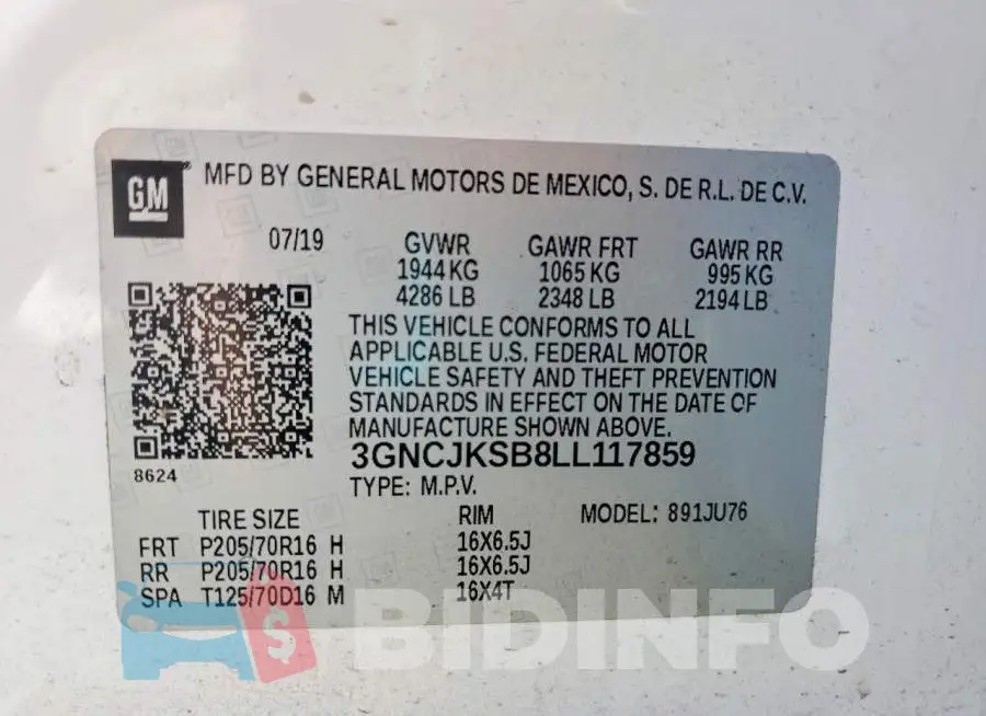 3GNCJKSB8LL117859 Photo# 12