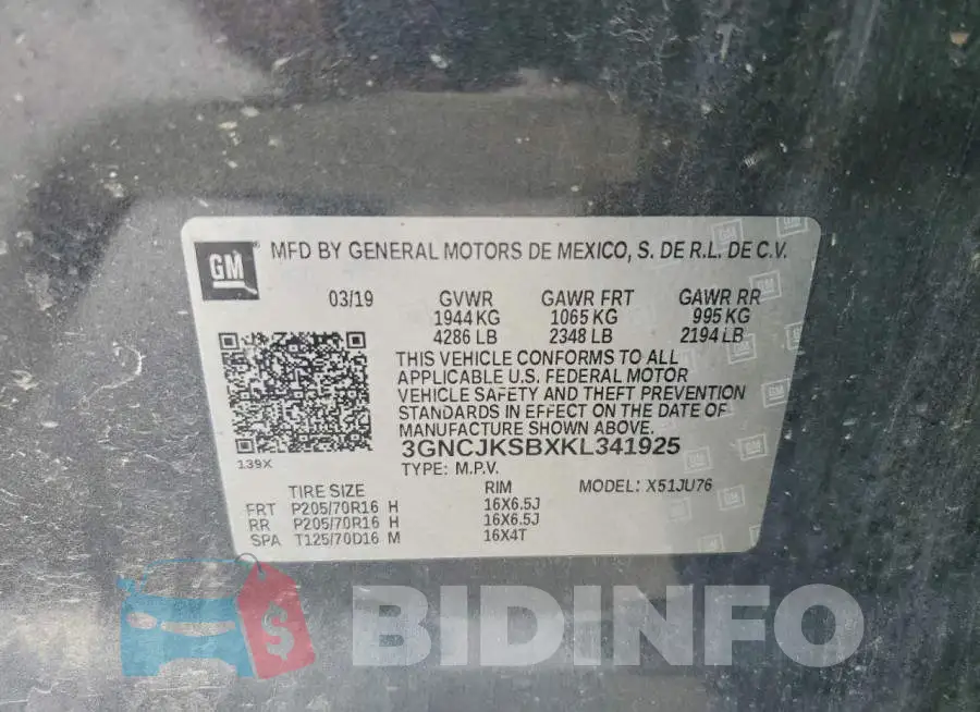 3GNCJKSBXKL341925 Photo# 13