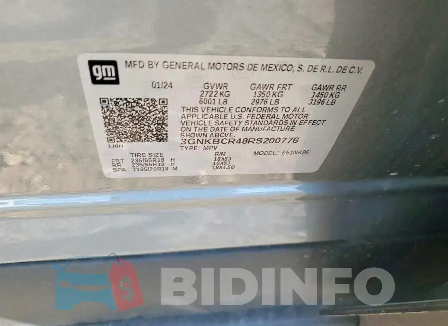 3GNKBCR48RS200776 Photo# 12