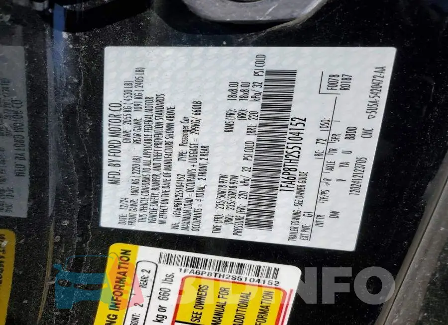 1FA6P8TH2S5104152 Photo# 13