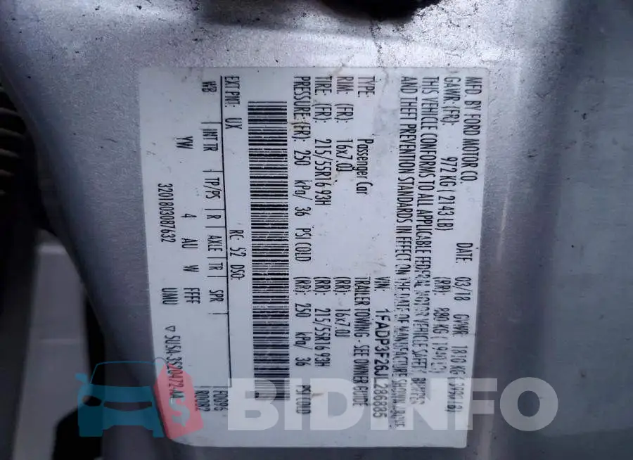 1FADP3F26JL286885 Photo# 12