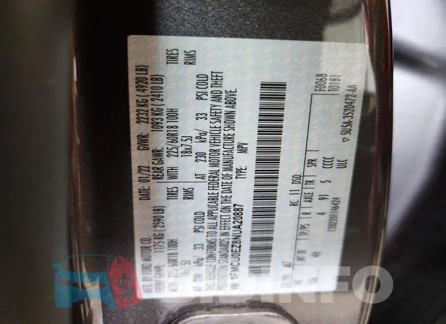 1FMCU0EZ8NUA20887 Photo# 14
