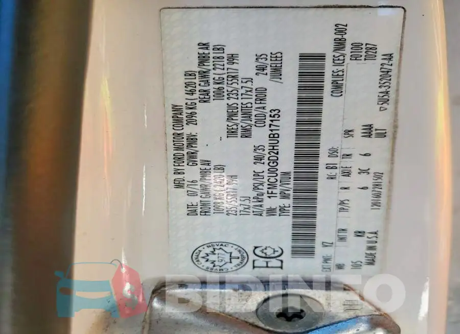 1FMCU0GD2HUB17153 Photo# 13