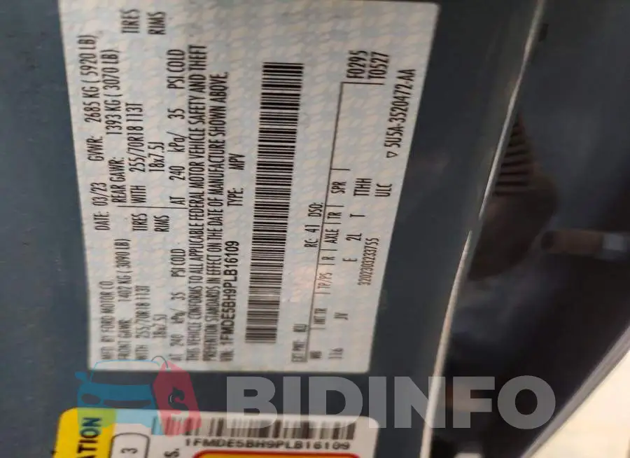 1FMDE5BH9PLB16109 Photo# 13