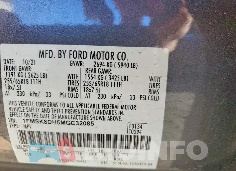 1FMSK8DH5MGC32085 Photo# 13