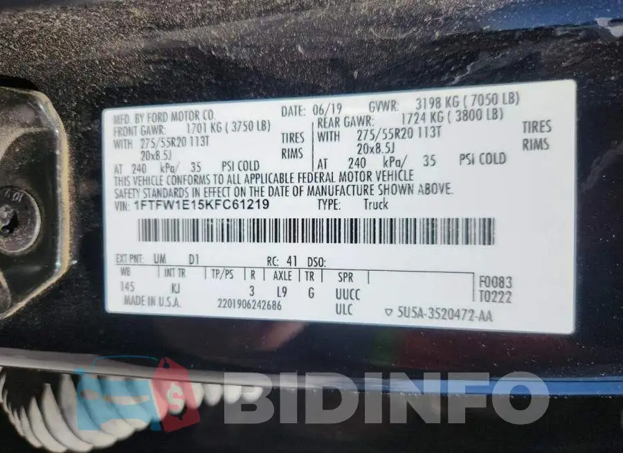 1FTFW1E15KFC61219 Photo# 12