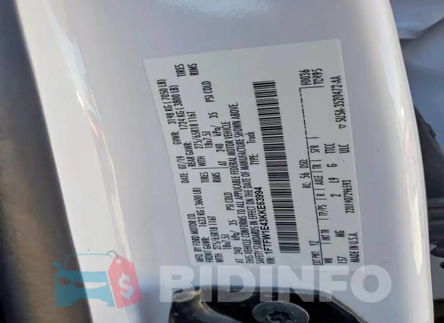 1FTFW1E43KKE63994 Photo# 12