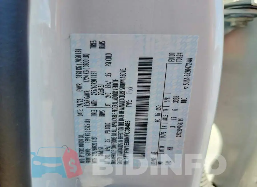 1FTFW1E88NFC38485 Photo# 12