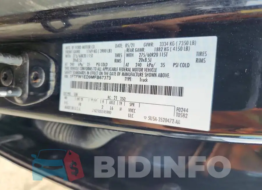 1FTFW1ED9MFB67373 Photo# 12