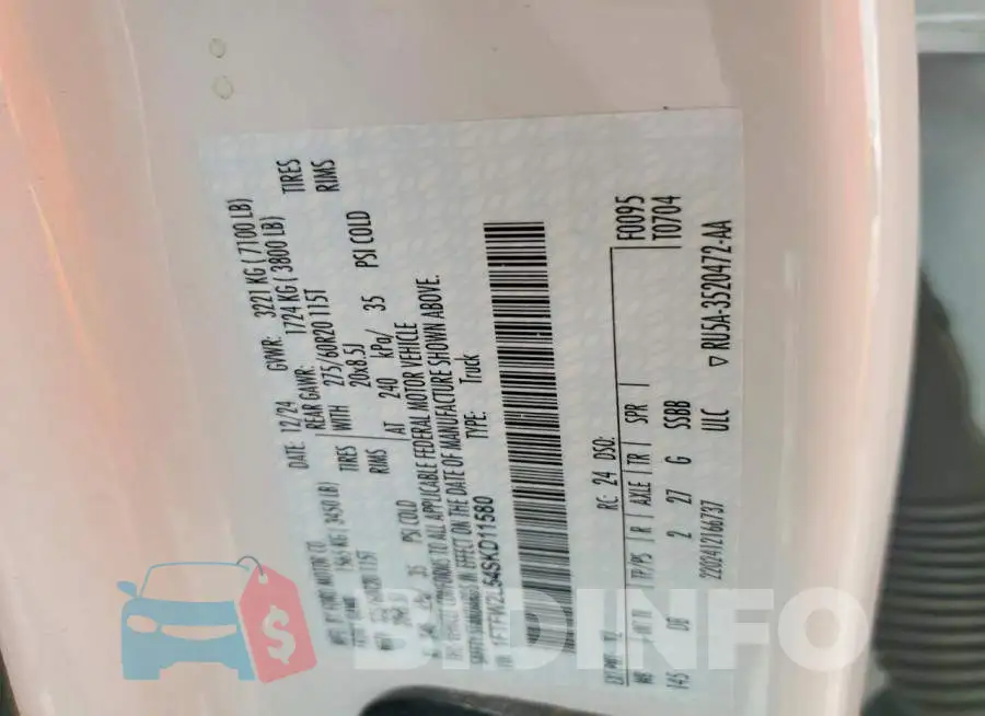 1FTFW2L54SKD11580 Photo# 13