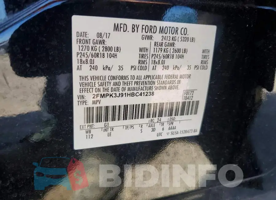 2FMPK3J91HBC41238 Photo# 12