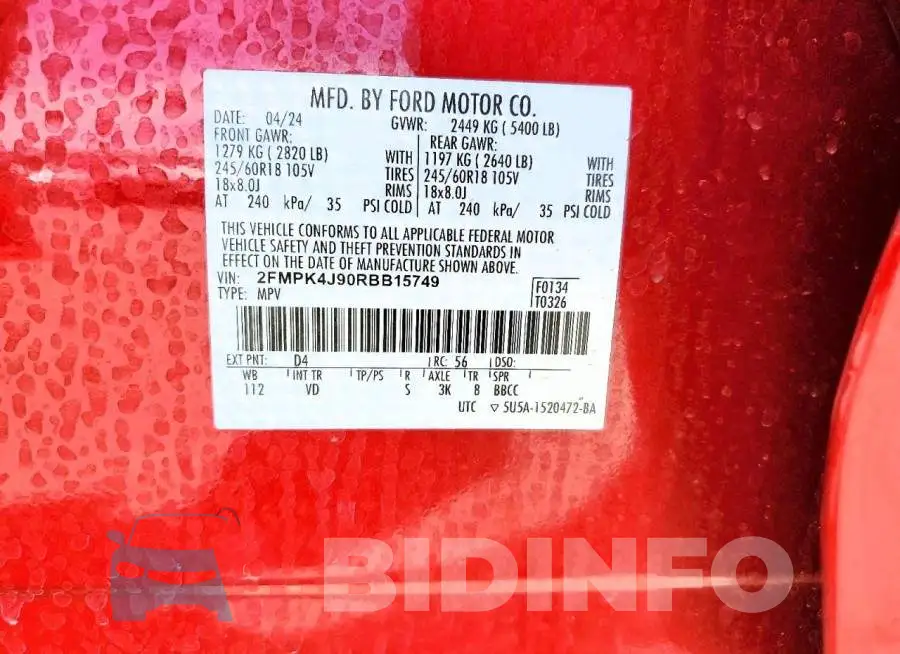 2FMPK4J90RBB15749 Photo# 13
