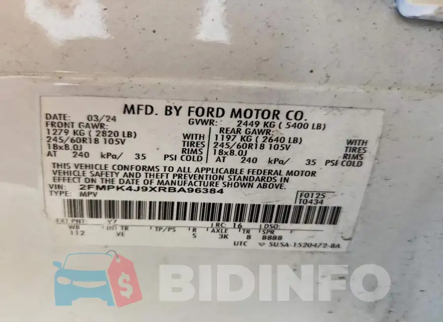 2FMPK4J9XRBA96384 Photo# 13