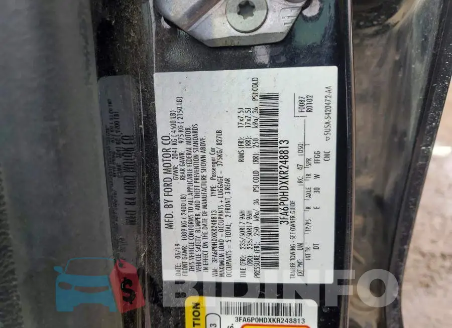 3FA6P0HDXKR248813 Photo# 12