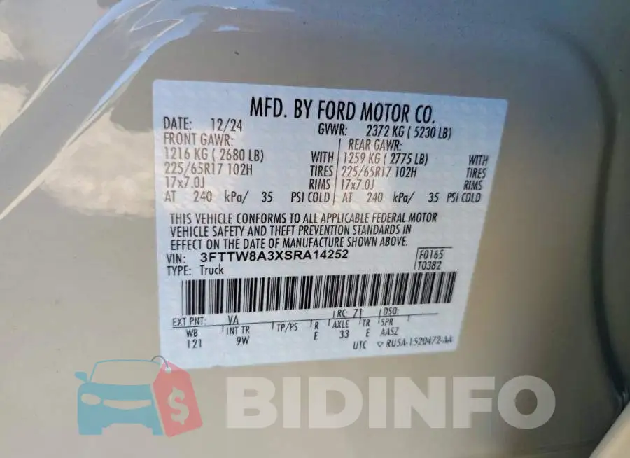 3FTTW8A3XSRA14252 Photo# 12