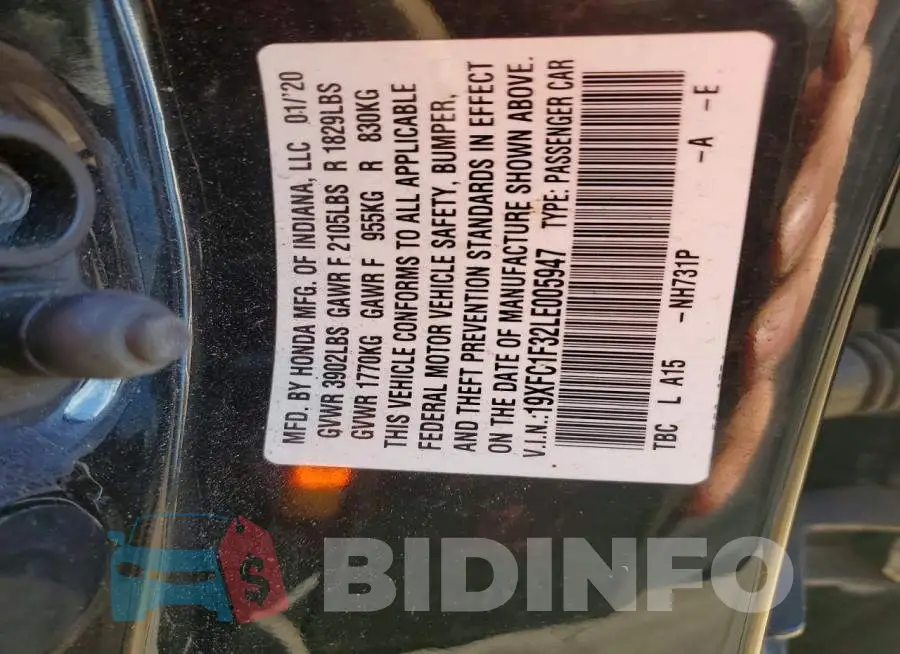 19XFC1F32LE005947 Photo# 12